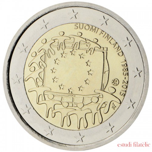 Finlandia  2015 2 € euros conmemorativos XXX Aniversario bandera