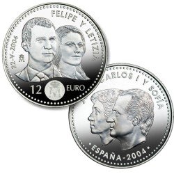 España Spain 2004 12 euros Boda Príncipes Plata Ag España Spain 2004 12 euros Boda Príncipes Plata Ag