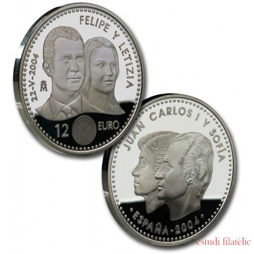 España Spain monedas Euros conmemorativos 2004 12 euros Boda Príncipes Plata