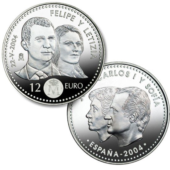 España Spain 2004 12 euros Boda Príncipes Plata Ag España Spain 2004 12 euros Boda Príncipes Plata Ag