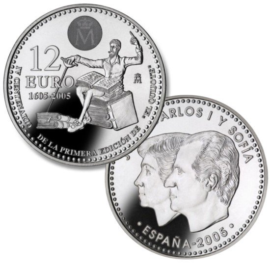 España Spain 2005 12 euros IV Centenario de la publicación de El Quijote Plata Ag España Spain 2005 12 euros IV Centenario de la publicación de El Quijote Plata Ag