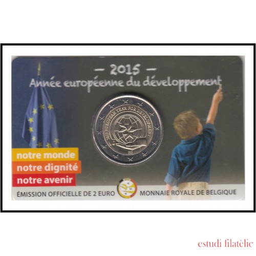 Bélgica 2015 Cartera Oficial Coin Card Moneda 2 € conm Año del Desarrollo 