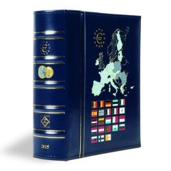 Leuchtturm VISTA álbum anual para monedas de euro 2015, con cajetín protector, azul