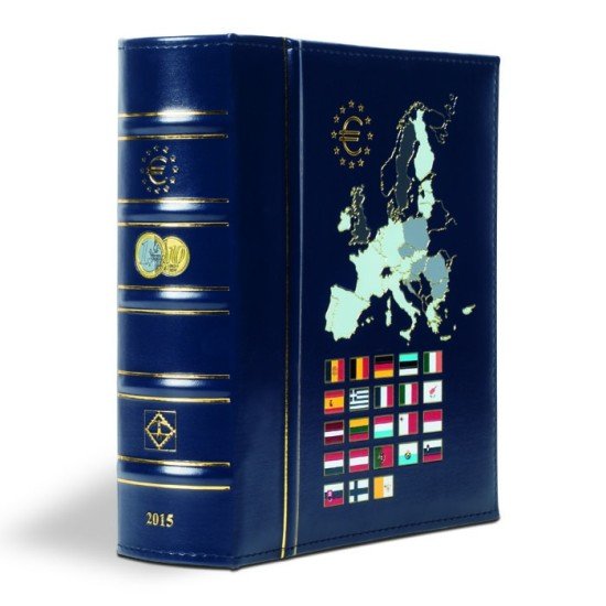 Leuchtturm VISTA álbum anual para monedas de euro 2015, con cajetín protector, azul