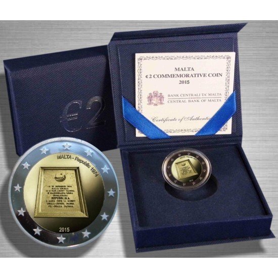 Malta 2 euros conmemorativos República 2015 Estuche Proof Malta 2 euros conmemorativos República 2015 Estuche Proof