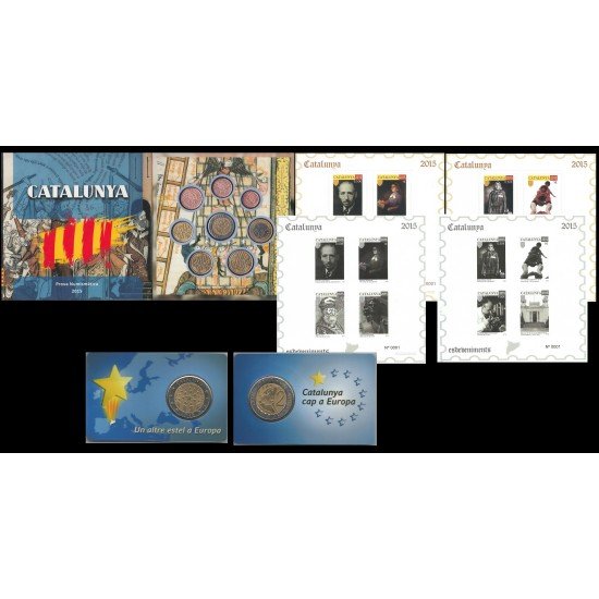 Catalunya Conjunto Pruebas Filatélicas Numismáticas Cartera Euros Completo 2015 Catalunya Conjunto Pruebas Filatélicas Numismáticas Cartera Euros Completo 2015