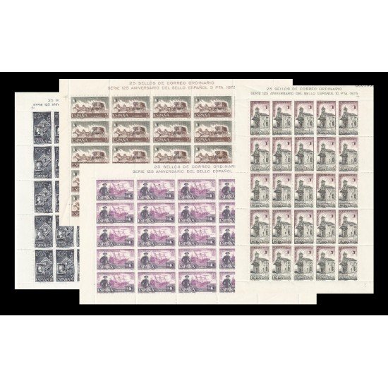 España Spain 2232/35 1975 125 Aniversario del Sello Español en Hojas Completas MNH España Spain 2232/35 1975 125 Aniversario del Sello Español en Hojas Completas MNH
