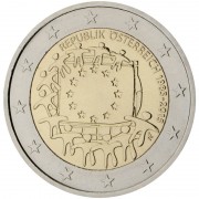 Austria 2015 2 € euros conmemorativos XXX Aniversario bandera