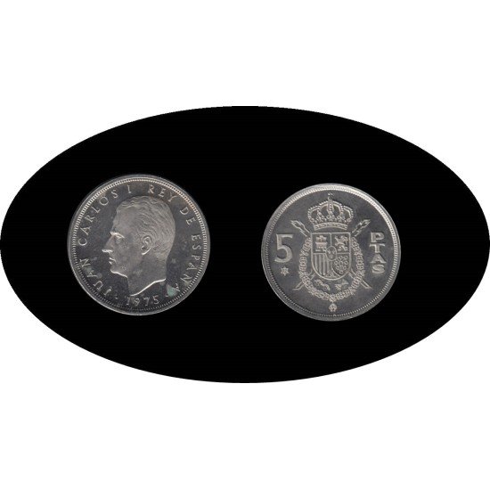 España Juan Carlos 5 Pesetas JC 1975 *(19-77) España Juan Carlos 5 Pesetas JC 1975 *(19-77)
