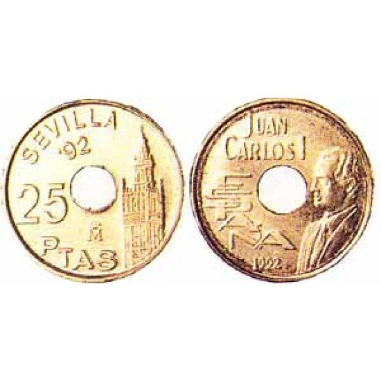 España Juan Carlos 25 Pesetas JC 1992 Madrid España Juan Carlos 25 Pesetas JC 1992 Madrid