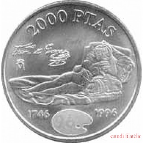 España Juan Carlos 2000 Pesetas 1996 de plata Maja Vestida Goya