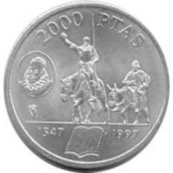 España Juan Carlos 2000 Pesetas 1997 de plata Quijote Sancho Panza
