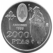 España Juan Carlos 2000 Pesetas 1999 de plata Xacobeo