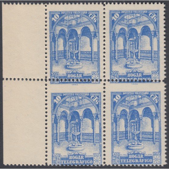 España Spain Beneficencia Huérfanos Correos 10dd Bl.4 1934 - 1937 Variedad  MNH