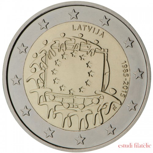 Letonia 2015 2 € euros conmemorativos XXX Aniversario bandera
