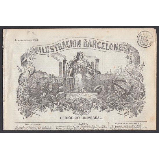 España Spain Timbres de Periódicos P.2 1858 La Ilustración Barcelonesa España Spain Timbres de Periódicos P.2 1858 La Ilustración Barcelonesa