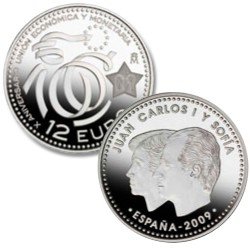 España Spain 2009 12 euros X Aniv. de la Unión Económica y Monetaria Plata Ag España Spain 2009 12 euros X Aniv. de la Unión Económica y Monetaria Plata Ag