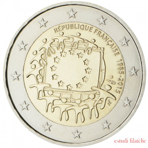 Francia  2015 2 € euros conmemorativos XXX Aniversario bandera