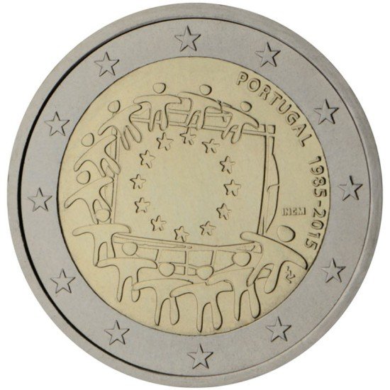 Portugal 2015 2 € euros conmemorativos XXX Aniversario bandera Portugal 2015 2 € euros conmemorativos XXX Aniversario bandera