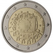 Lituania 2015 2 € euros conmemorativos XXX Aniversario bandera