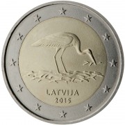 Letonia 2015 2 € euros conmemorativos Cigüeña negra 