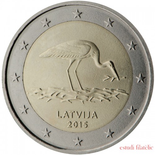 Letonia 2015 2 € euros conmemorativos Cigüeña negra 