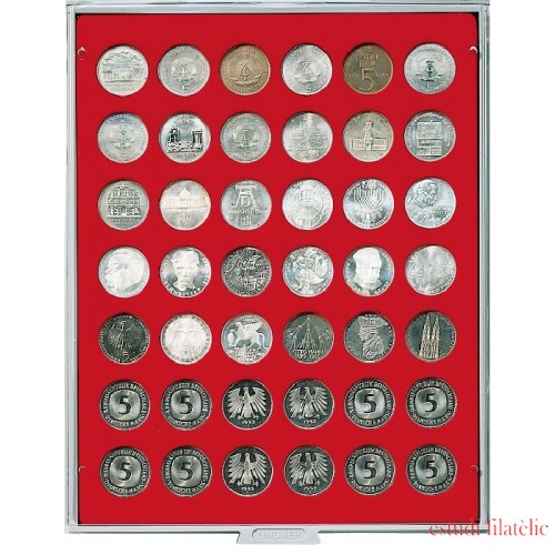 Lindner 2105 Bandeja 29,5 mm para monedas con 42 hoyos redondos