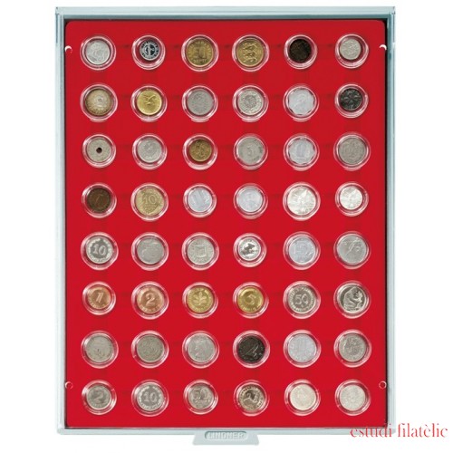 Lindner 2548 Bandeja 26 mm para monedas con 48 huecos redondos en cápsulas 