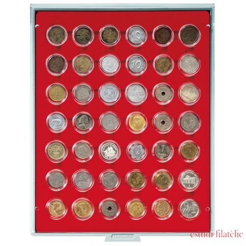 Lindner 2529 Bandeja 29,5 mm para monedas con 42 huecos redondos en cápsulas 