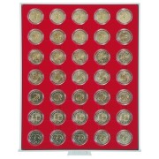 Lindner 2530 Bandeja 32 mm para monedas con 35 huecos redondos en cápsulas 