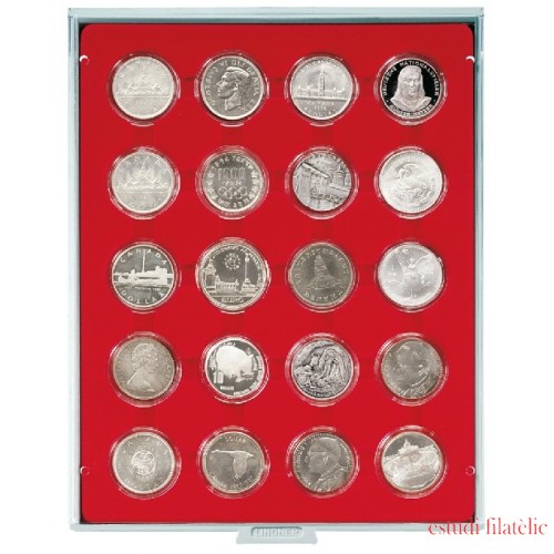 Lindner 2103 Bandeja 42 mm para monedas con 20 huecos redondos en cápsulas