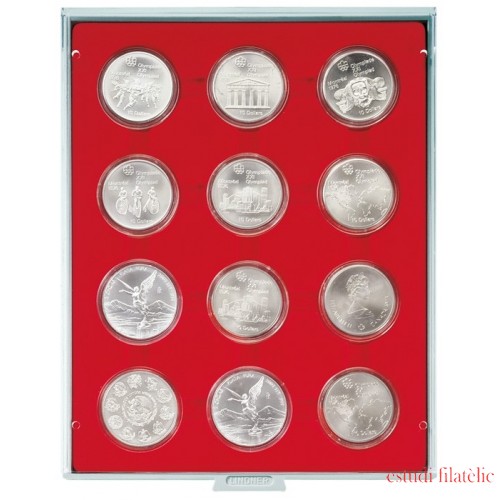Lindner 2554 Bandeja 54 mm para monedas con 12 huecos redondos en cápsulas 