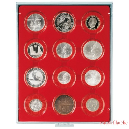 Lindner 2212 Bandeja 58 mm para monedas con 12 huecos redondos en cápsulas  