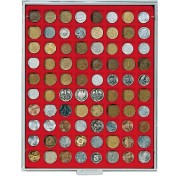 Lindner 2180 Bandeja 24 mm para monedas con 80 compartimentos cuadrados
