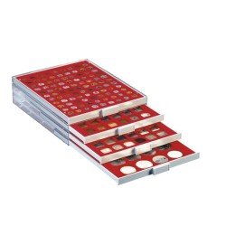 Lindner 2124 Bandeja 42 mm para monedas con 24 huecos cuadrados Lindner 2124 Bandeja 42 mm para monedas con 24 huecos cuadrados