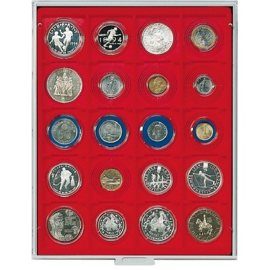 Lindner 2221 Bandeja 51 mm para monedas con 20 huecos cuadrados para octos, envases y marquitos Lindner 2221 Bandeja 51 mm para monedas con 20 huecos cuadrados para octos, envases y marquitos