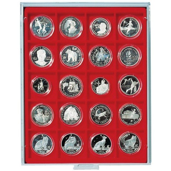Lindner 2121 Bandeja 51 mm para monedas con 20 huecos cuadrados Lindner 2121 Bandeja 51 mm para monedas con 20 huecos cuadrados