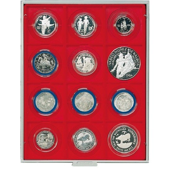 Lindner 2213 Bandeja 68 mm para monedas con 12 huecos cuadrados Lindner 2213 Bandeja 68 mm para monedas con 12 huecos cuadrados