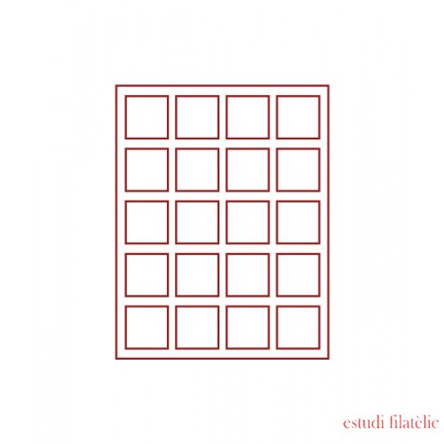 Lindner 2820 Bandeja doble 47 x 47 mm compartimentos cuadrados 20 monedas Lindner 2820 Bandeja doble 47 x 47 mm compartimentos cuadrados 20 monedas