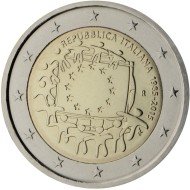 Italia 2015 2 € euros conmemorativos XXX Aniversario bandera