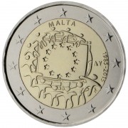 Malta  2015 2 € euros conmemorativos XXX Aniversario bandera