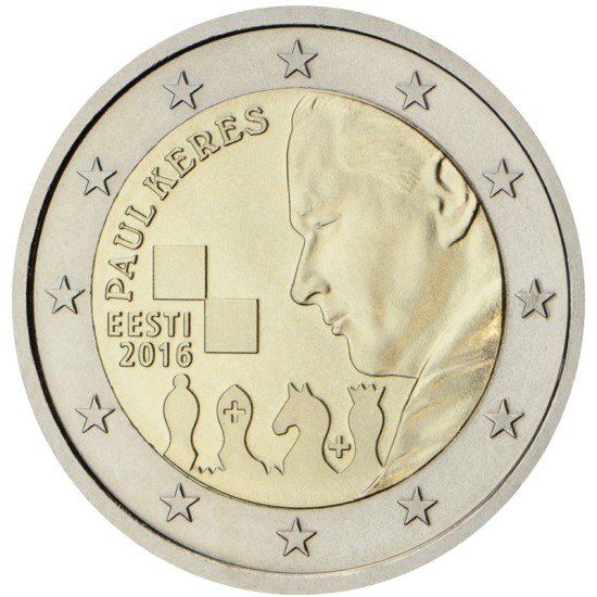 Estonia 2016 2 € euros conmemorativos Ajedrez Cent. Paul Keres Estonia 2016 2 € euros conmemorativos Ajedrez Cent. Paul Keres