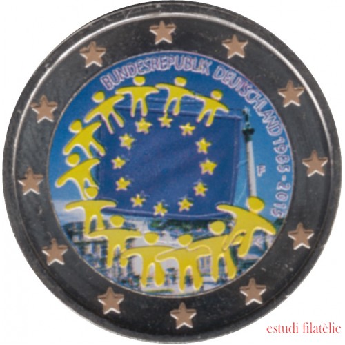 Alemania 2015 2 € euros conmemorativos XXX Aniversario bandera EU ( 5 monedas ) Color 