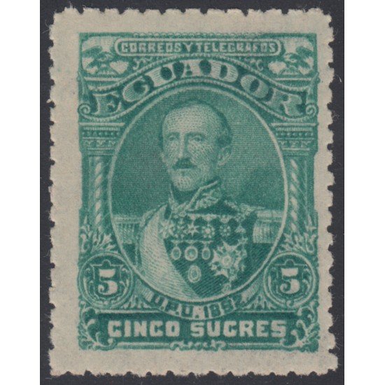 Ecuador 26a No Emitido 5 céntimos verde 1892 Presidente Juan Flores MH Ecuador 26a No Emitido 5 céntimos verde 1892 Presidente Juan Flores MH