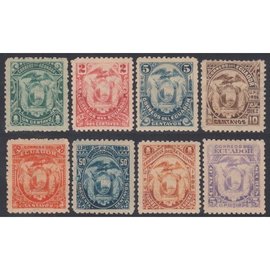 Ecuador 53/60 1896 UPU con y sin filigrana Presidente Vicente Rocafuerte MH Ecuador 53/60 1896 UPU con y sin filigrana Presidente Vicente Rocafuerte MH