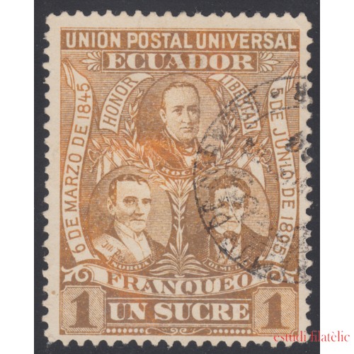 Ecuador 75a Variedad color marrón Variety 1896 UPU Elizalde Noboa Olmedo Usado