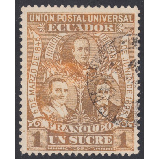 Ecuador 75a Variedad color marrón Variety 1896 UPU Elizalde Noboa Olmedo Usado Ecuador 75a Variedad color marrón Variety 1896 UPU Elizalde Noboa Olmedo Usado