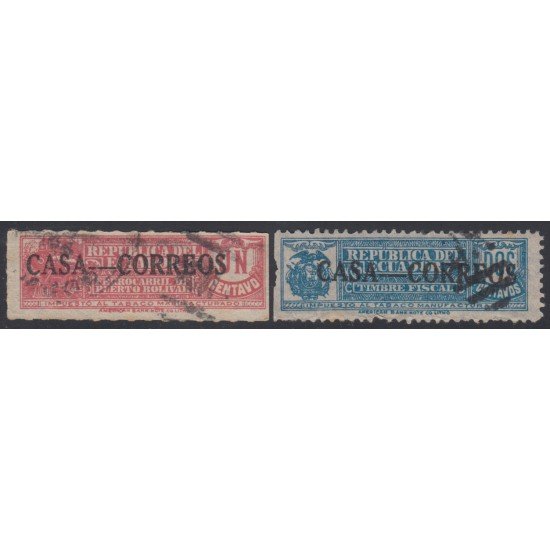 Ecuador 230/31 1924 Tabacos Tobacco usados Ecuador 230/31 1924 Tabacos Tobacco usados