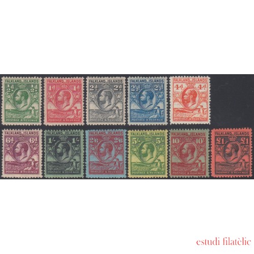 Falkland Islands Islas Malvinas Nº 49/58 1929 - 32 Penguin Whale Rey Jorge V King George V MH