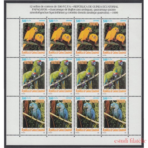 Guinea Ecuatorial 259/61 1999 Minihojita Papagayos Aves birds MNH